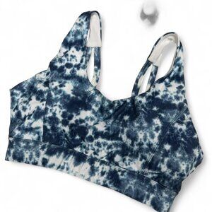 Dip Sport Bra Womens Size M Navy Blue Marble Wireless Removeable Padding Active